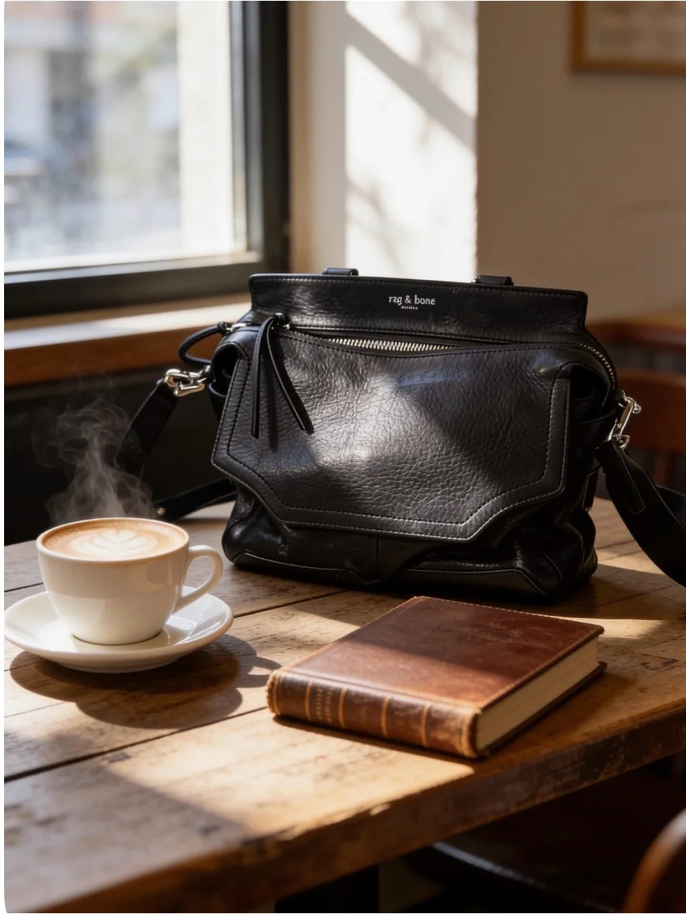 Rag & Bone black leather Pilot satchel